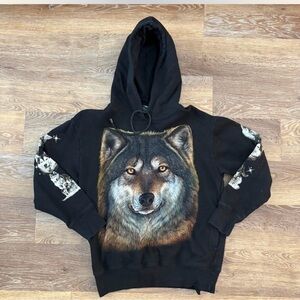 Black Hoodie with Wolf Print